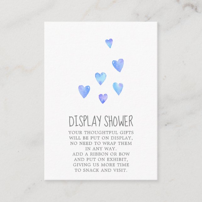 Carte D'accompagnement Aquarelle Coeurs garçon Baby shower écran douche (Devant)