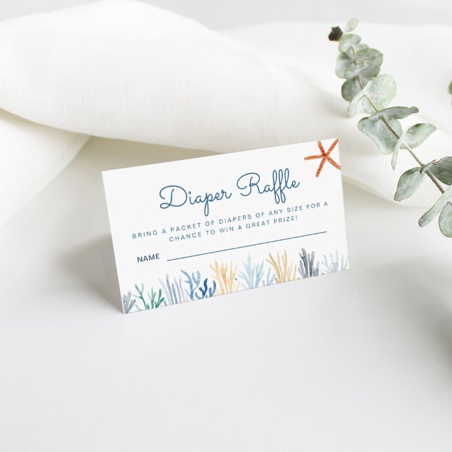 Carte D'accompagnement Aquarelle Corail Baby shower Déchets Raffle Enclos (Créateur téléchargé)