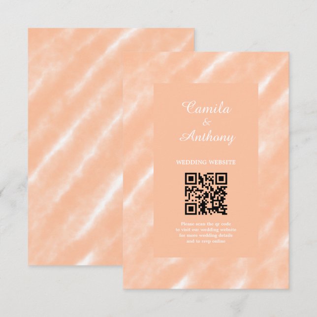 Carte D'accompagnement Aquarelle couleur Fuzz Peach Motif Abstrait (Devant / Derrière)