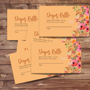 Carte D'accompagnement Aquarelle de tombola pêche fleurs de jardin rose