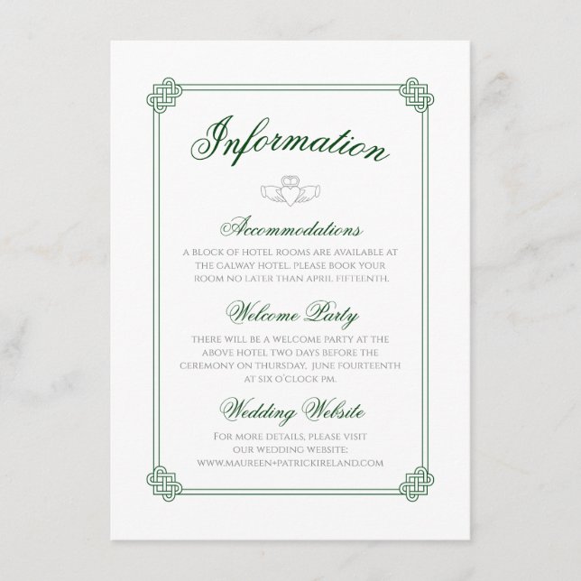 Carte D'accompagnement Aquarelle Destination : Irlande Information (Devant)