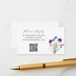 Carte D'accompagnement Aquarelle écossaise de chardon Mariage floral viol