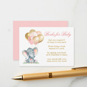 Carte D'accompagnement Aquarelle Eléphant Ballons de douche Livres pour b