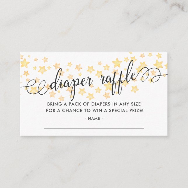 Carte D'accompagnement Aquarelle Étoiles Baby shower Déchets Raffle Bille (Devant)