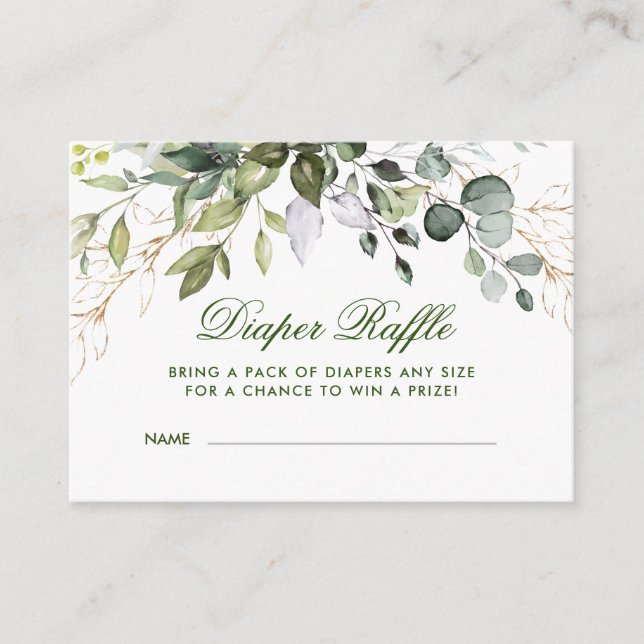 Carte D'accompagnement Aquarelle Eucalyptus Baby shower Déchets Raffin (Devant)