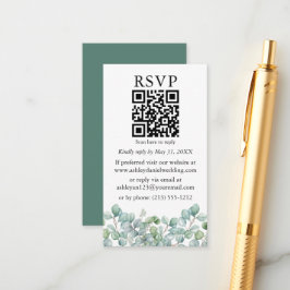 Carte D'accompagnement Aquarelle Eucalyptus Mariage de verdure QR RSVP
