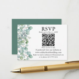 Carte D'accompagnement Aquarelle Eucalyptus Verdure QR RSVP Mariage