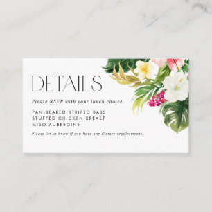 Carte D'accompagnement Aquarelle Fleurs tropicales Été RSVP Détails