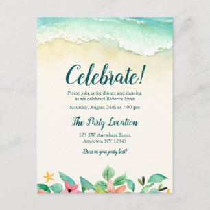 Carte D'accompagnement Aquarelle Floral Beach Réception Bat mitzvah