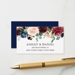 Carte D'accompagnement Aquarelle Floral Bleu Registre Mariage