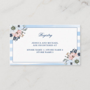 Carte D'accompagnement Aquarelle Floral Blue Stripes Registre de plage