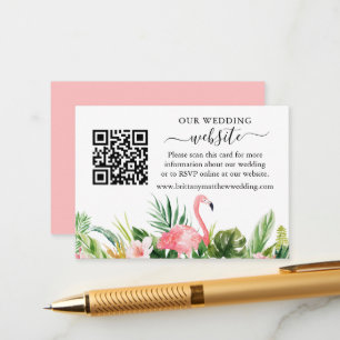 Carte D'accompagnement Aquarelle Floral Flamant rose rose Mariage site We