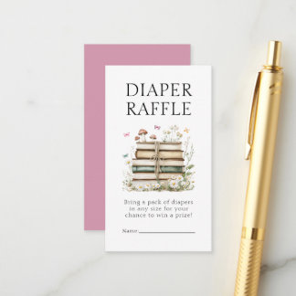 Carte D'accompagnement Aquarelle Floral Livres Diaper Raffle