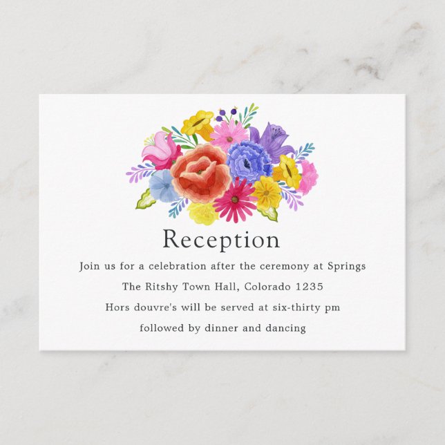 Carte D'accompagnement Aquarelle Floral Mexicaine Fiesta Réception de mar (Devant)