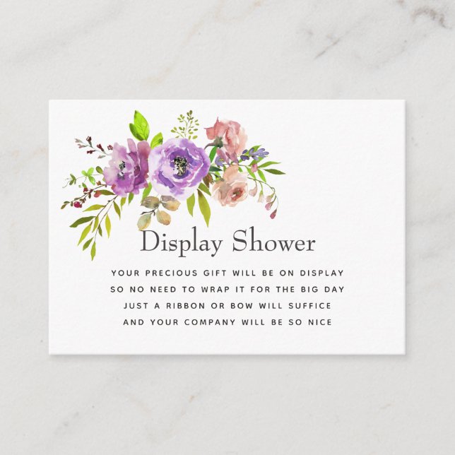 Carte D'accompagnement Aquarelle Floral Spring Baby Display Douche (Devant)
