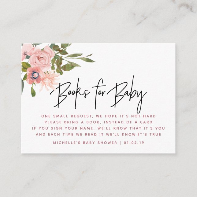 Carte D'accompagnement Aquarelle florale Blush et Rose Gold Book (Devant)