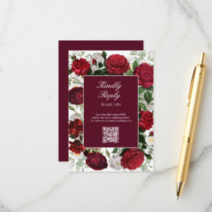 Carte D'accompagnement Aquarelle florale bourguignonne moderne Mariage él