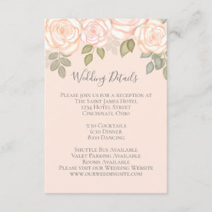 Carte D'accompagnement Aquarelle florale Détails Mariage élégant