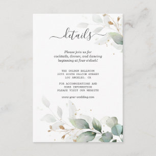 Carte D'accompagnement Aquarelle Gold Greenery Détails du Mariage