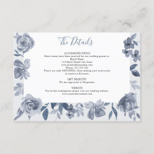 Carte D'accompagnement Aquarelle gris poussiéreux Détails sur le Mariage 