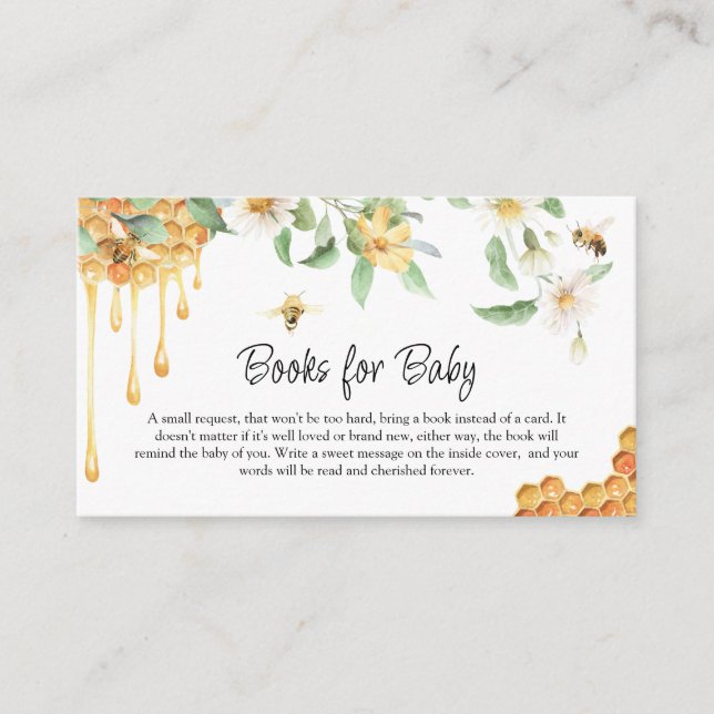 Carte D'accompagnement Aquarelle HoneyBee Baby showers Livres pour bébé (Devant)
