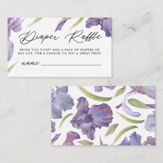 Carte D'accompagnement Aquarelle Iris Floral Printemps Baby Diaper Raffle