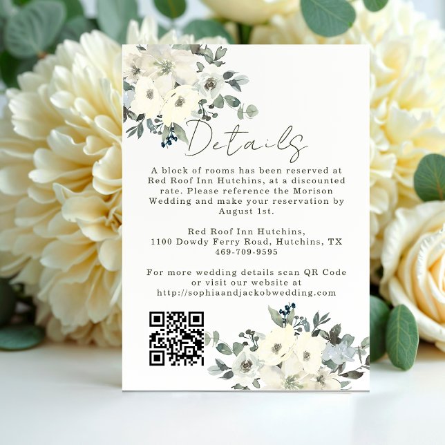 Carte D'accompagnement Aquarelle ivoire Floral Rustique Sage Vert Mariage (Créateur téléchargé)