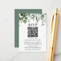 Aquarelle Ivy Ferns Sage Vert Mariage QR RSVP