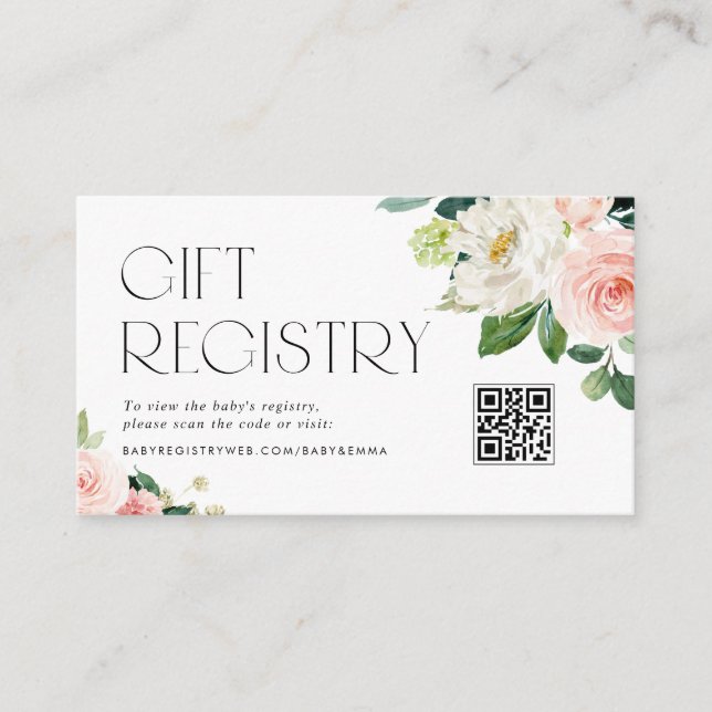 Carte D'accompagnement Aquarelle Jolie Fleurs de Jardin QR Code Registre (Devant)
