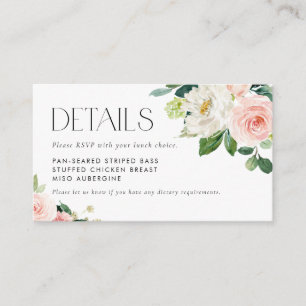 Carte D'accompagnement Aquarelle Jolie Fleurs de Jardin RSVP Détails