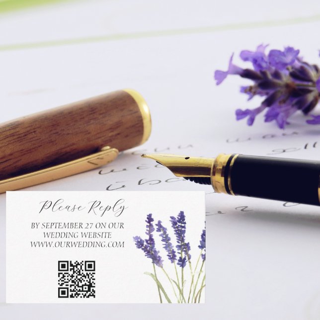 Carte D'accompagnement Aquarelle lavande Fleurs violettes Mariage floral (Créateur téléchargé)