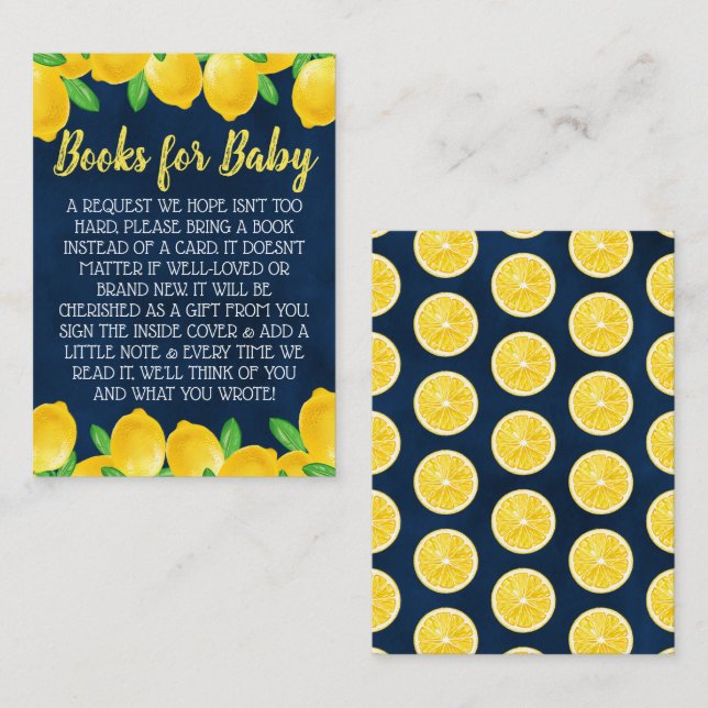Carte D'accompagnement Aquarelle Lemon Tree Baby shower Demande de réserv (Devant / Derrière)