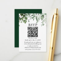 Aquarelle Lierre Sage Fermes Mariage vert QR RSVP