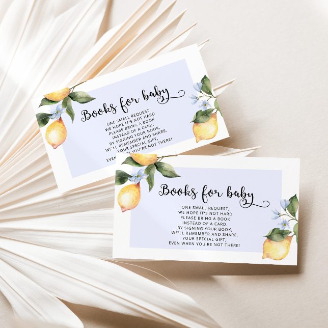 Carte D'accompagnement Aquarelle Livres en citron bleu pour bébé (Créateur téléchargé)