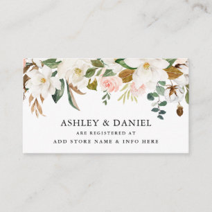 Carte D'accompagnement Aquarelle Magnolias Rose Registre Mariage Insérer