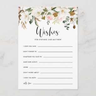 Carte D'accompagnement Aquarelle Magnolias Rustique Mariage bien souhaits