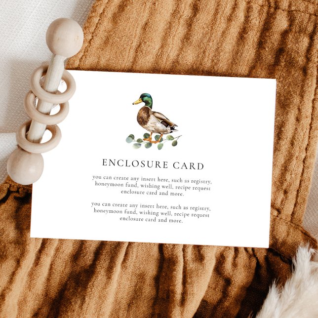 Carte D'accompagnement Aquarelle Mallard Canard Baby shower personnalisé (Créateur téléchargé)