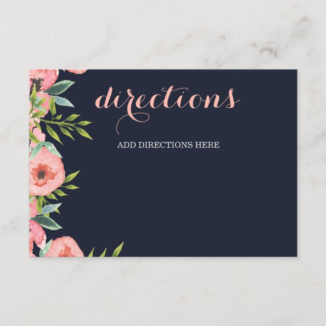 Carte D'accompagnement Aquarelle Marine Blush Floral Mariage élégant (Devant)