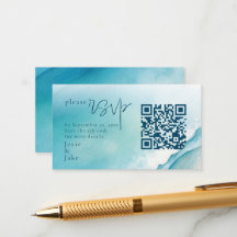 Aquarelle Mer et sable RSVP avec code QR