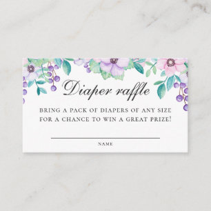Carte D'accompagnement Aquarelle mignonne violet jardin fleuri Diaper Raf