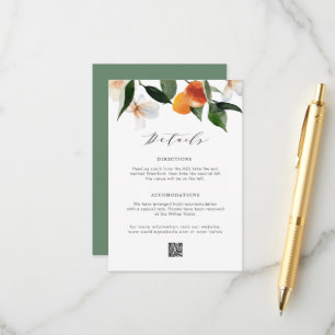 Carte D'accompagnement aquarelle moderne agrumes oranges détails mariage