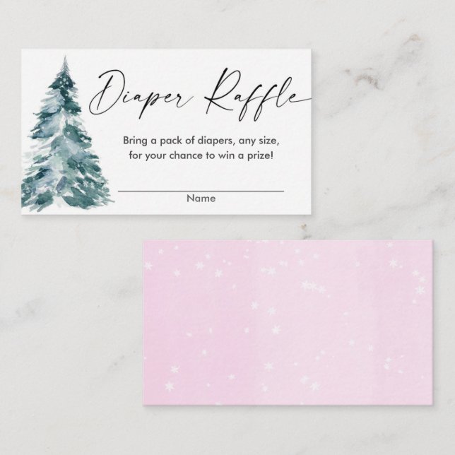 Carte D'accompagnement Aquarelle moderne tombole de noël arbre diaper (Devant / Derrière)