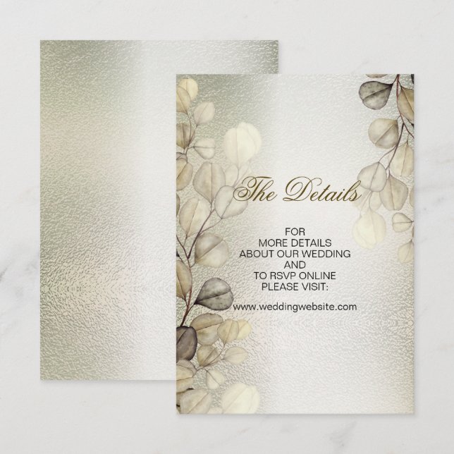 Carte D'accompagnement Aquarelle Or Eucalyptus Foliage Mariage brillant (Devant / Derrière)