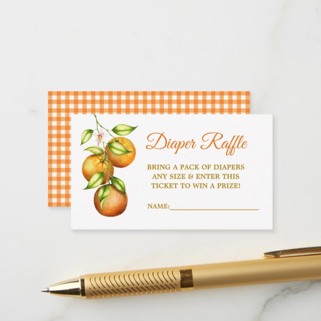 Carte D'accompagnement Aquarelle Oranges Baby shower Déchets Raffiné Plai (Devant/Arrière en situation)