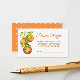 Carte D'accompagnement Aquarelle Oranges Bébé Douche Cheveux Raffle Dots