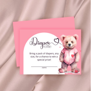 Carte D'accompagnement Aquarelle ours mignon billet de tirage au sort