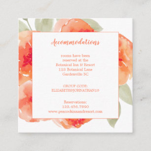 Carte D'accompagnement Aquarelle Peach Peonies Mariage Hébergement