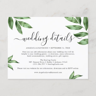 Carte D'accompagnement Aquarelle Peint à la main Mariage de verdure