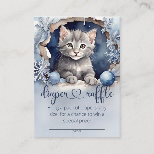 Carte D'accompagnement Aquarelle petit chaton billet de tombola (Devant)