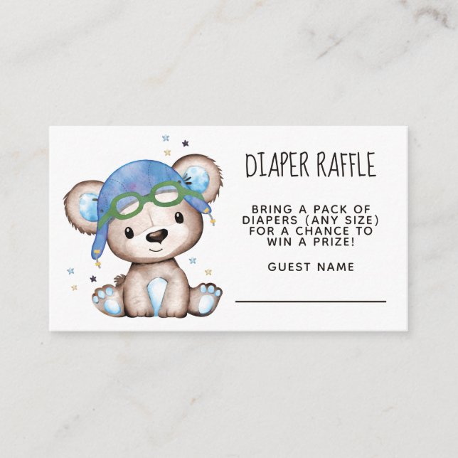 Carte D'accompagnement Aquarelle Pilote Teddy Bear Diaper Raffin (Devant)